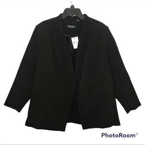 BAGATELLE Open Front Crepe Blazer Black Size 1X